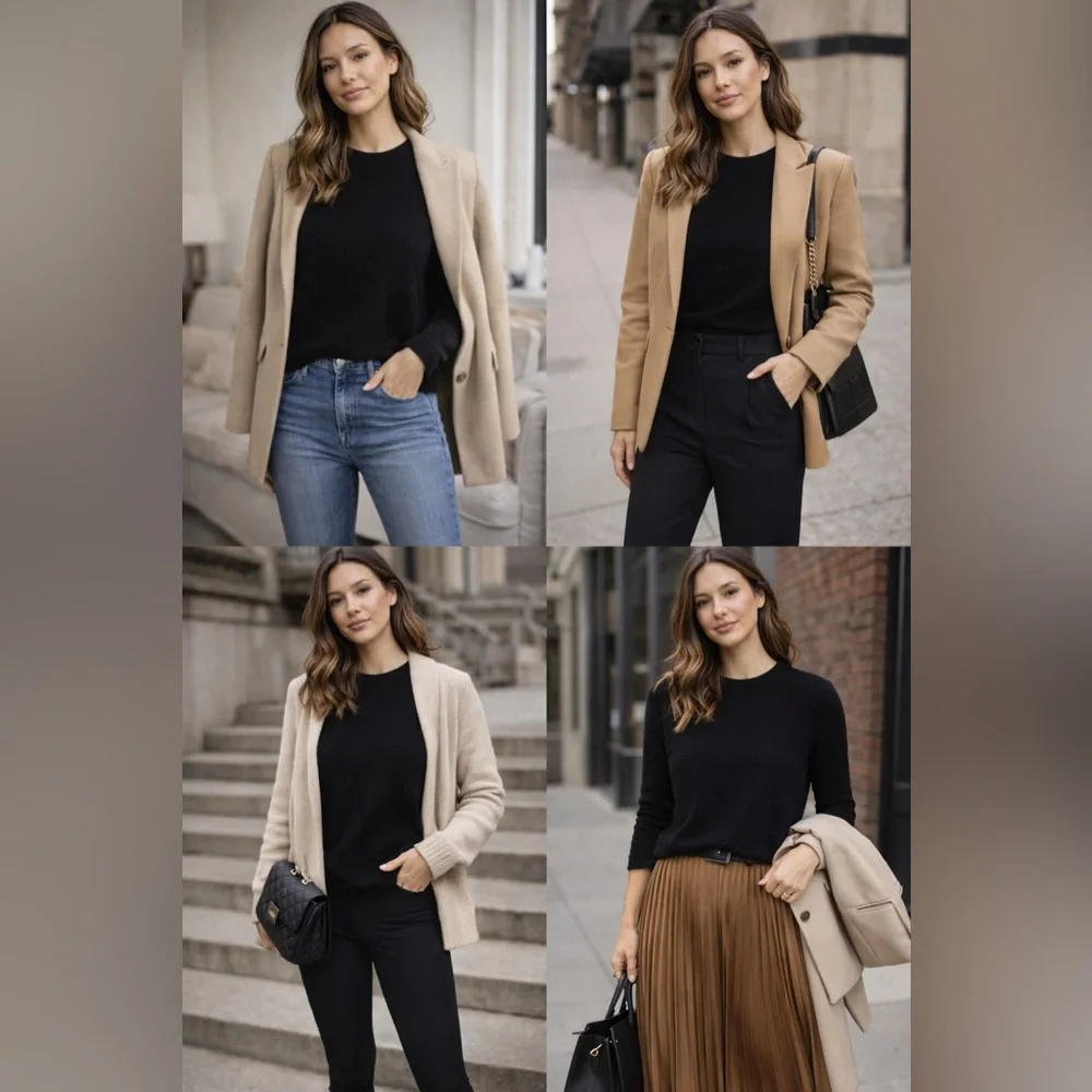 Chelsea & Theodore Black Crew Neck Sweater - Picture 2 of 5